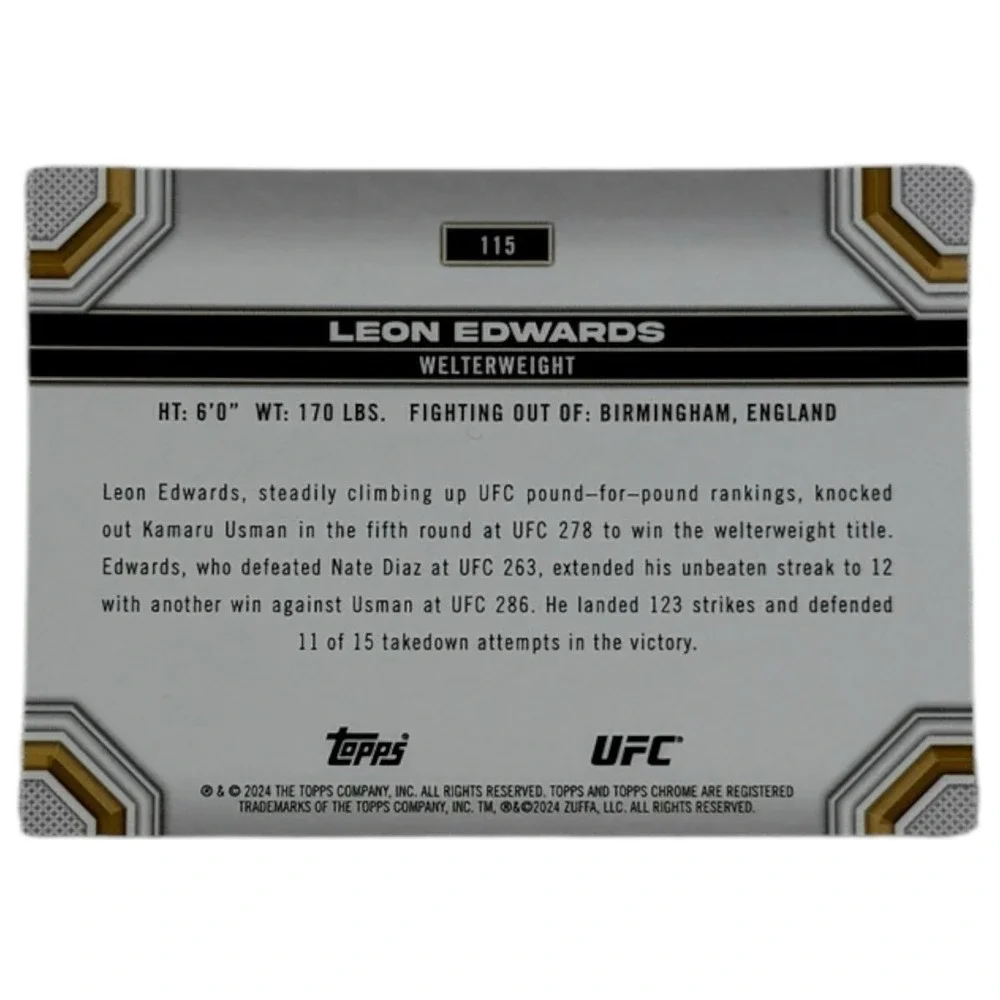 2024 Topps Chrome UFC Leon‎ Edwards X-Fractor #115
